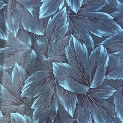 Fabric Teal And Dark Botanicals Leaf Print 36” X 42”