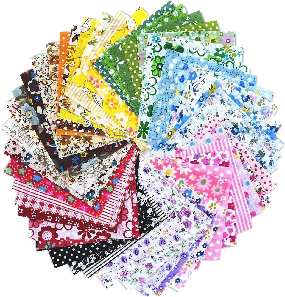 150 Pcs 4×4 Inch Cotton Fabric Squares – Floral Patchwork for Quilting & Diy