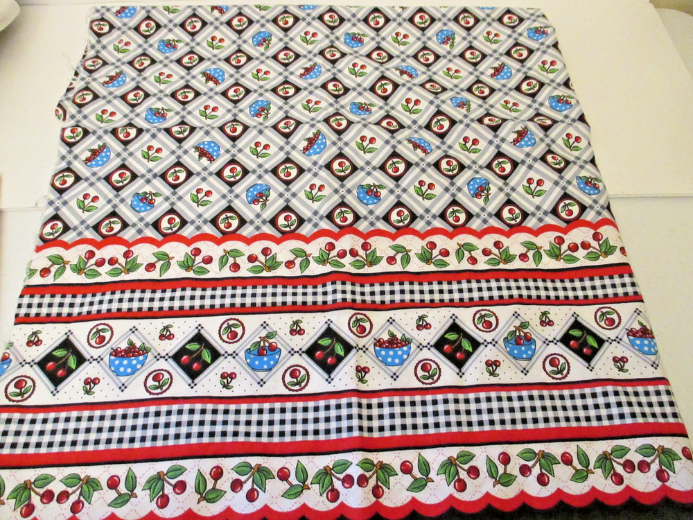 Cotton FAbric CHERRIES With Single Border 30″ long 40″ wide