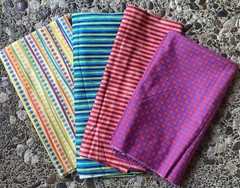 Lot Of 4 Whimsical Quilting Fabrics Northcott Free Spirit Stripes Checks 3 Yards