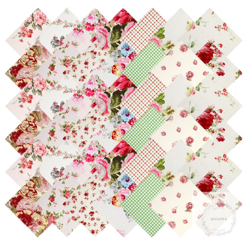 42Pcs Pink Charm Packs for Quilting 100% Cotton Fabric Squares 5 x 5Inch Pre-Cut
