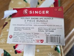 Singer Holiday Gnome (1) 5 Piece Set And (1) 4 Piece Set