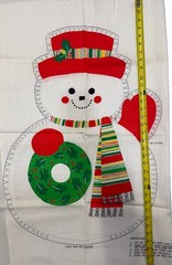Vintage Cut & Sew Fabric Panel Pillow Winter Holiday Snowman Spring Mills