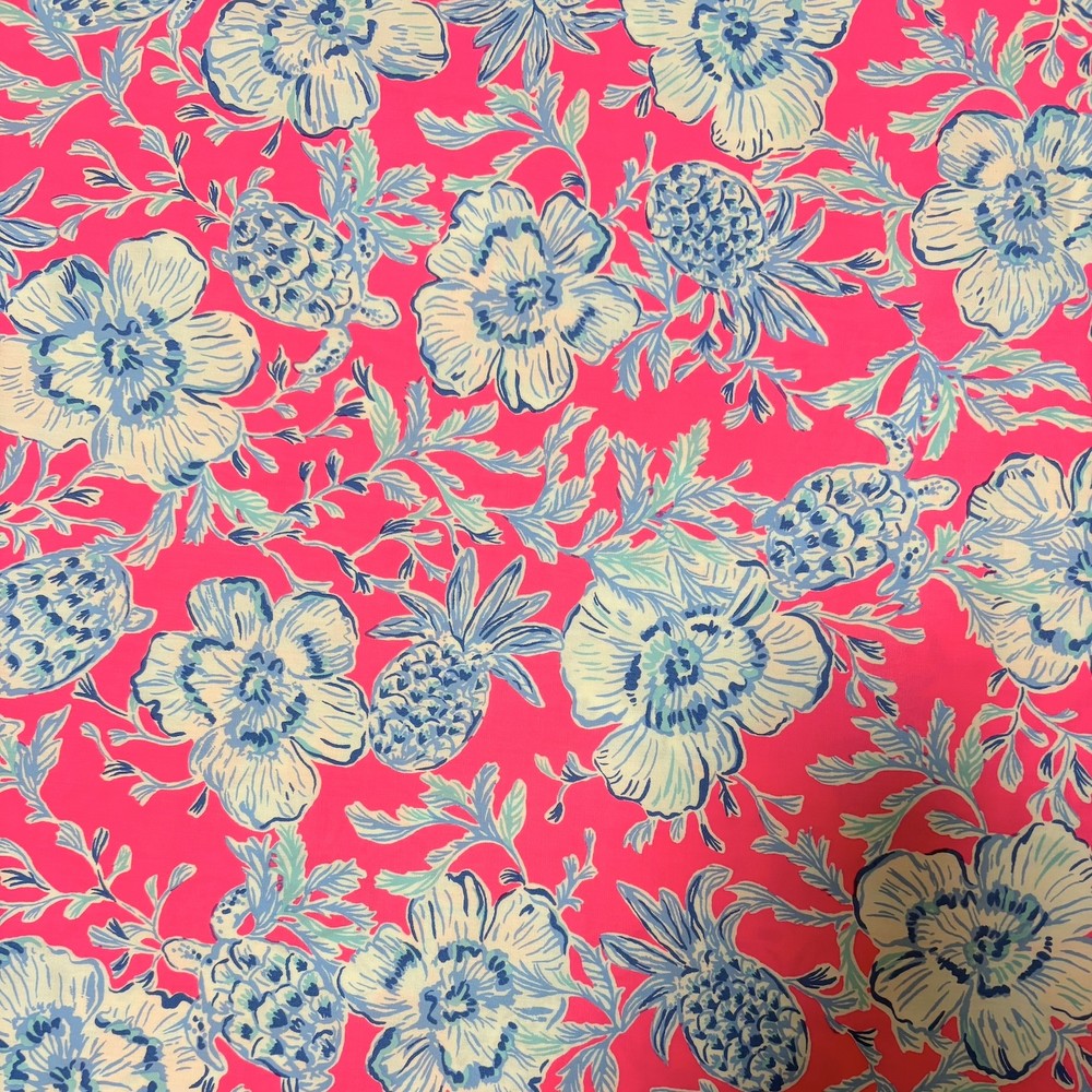 Lilly Pulitzer Cotton Poplin Fabric Roxie Pink Wave N Sea 36″ X 57″