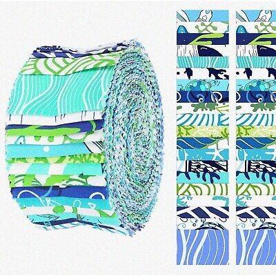 Ocean Breeze Cotton Quilt Fabric Kit 40 Precut Strips