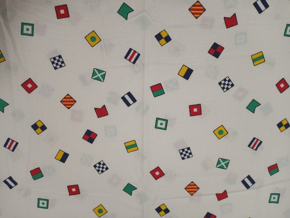 Vintage Marcus Brothers Textiles 1988 Multicolor Flag Square Cotton Fabric 43×36