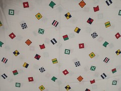 Vintage Marcus Brothers Textiles 1988 Multicolor Flag Square Cotton Fabric 43×36