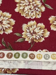 3 Yards X 44” Material Fabric Cotton Marcus Bros Faye Burgos Red w/ Floral Theme