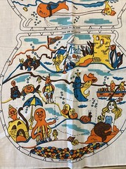 Vintage Cut Sew Panel 1970s Zoo Fish Bowl Rare Gem Unique