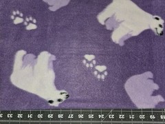 PURPLE ARCTIC POLAR BEAR CUB PAW PRINT FLEECE FABRIC 36″ X 60″ 1 YARD