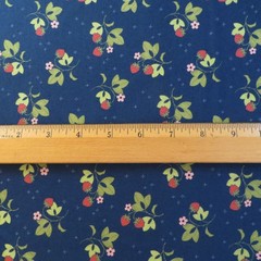Yard ~ Tossed Strawberries On Navy Blue by Marcus $3.99 Ships ANY Amount Fabric
