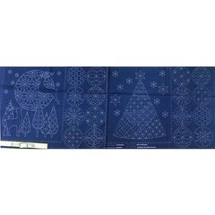 Patchwork Sewing Fabric Sashiko Christmas Navy Panel 60x137cm