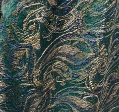 Green Gold Silver Paisley Metallic Brocade Fabric 60” Sold By The Yard