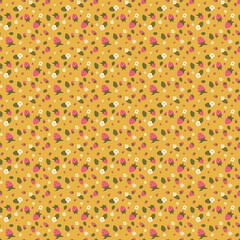 FIGO – Joyful June by Sarah Hearts – Strawberries – Ochre 1/4yd