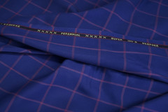 Blue in Purple Windowpane Checked Suiting Fabric Cashmere Wool