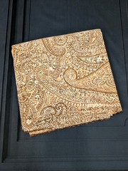 Brown Paisley Sewing Fabric Silky Synthetic Print 5 Yards Fashion Apparel Lining