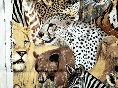 1 Yard Of Cotton Fabric Animals Lion Zebra Bear Leopard Giraffe Tiger Camel #03