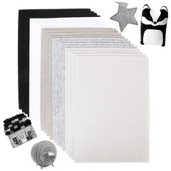 20 PCS 8×12 Inch Stiff Felt Fabric Sheets, Black White Grey Assorted Colors