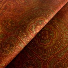 Rust Orange Paisley Faux Suede Fabric Upholstery Drapery 38″ Wide by the Yard