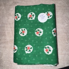 4 Vintage Christmas Holly Fabric Lot Red Green White Quilting Craft Sewing NOS