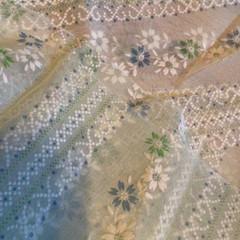 Vintage 70s Sheer Floral Flocked Swiss Dot Curtain Panels Fabric Woolworth As-Is