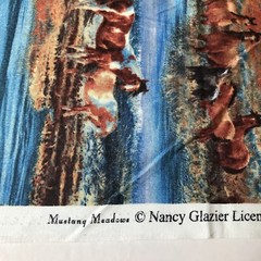 Nancy Glazier Fabric Mustang Meadows Wild Horses Water Mountains 1 Yard