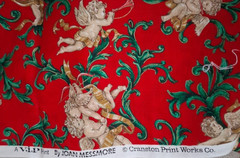 Cherub Angel Fabric – Burgundy & Gold Colored