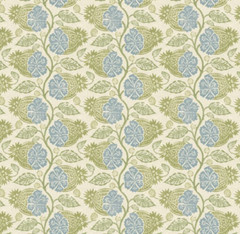 GP & J BAKER CURTAIN FABRIC DESIGN Calcot 5.2 METRES LINEN BLEND GREEN/BLUE