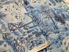 Cranston Print Works Cotton Fabric Blue,White Winter Forest Design 45″W/BTY