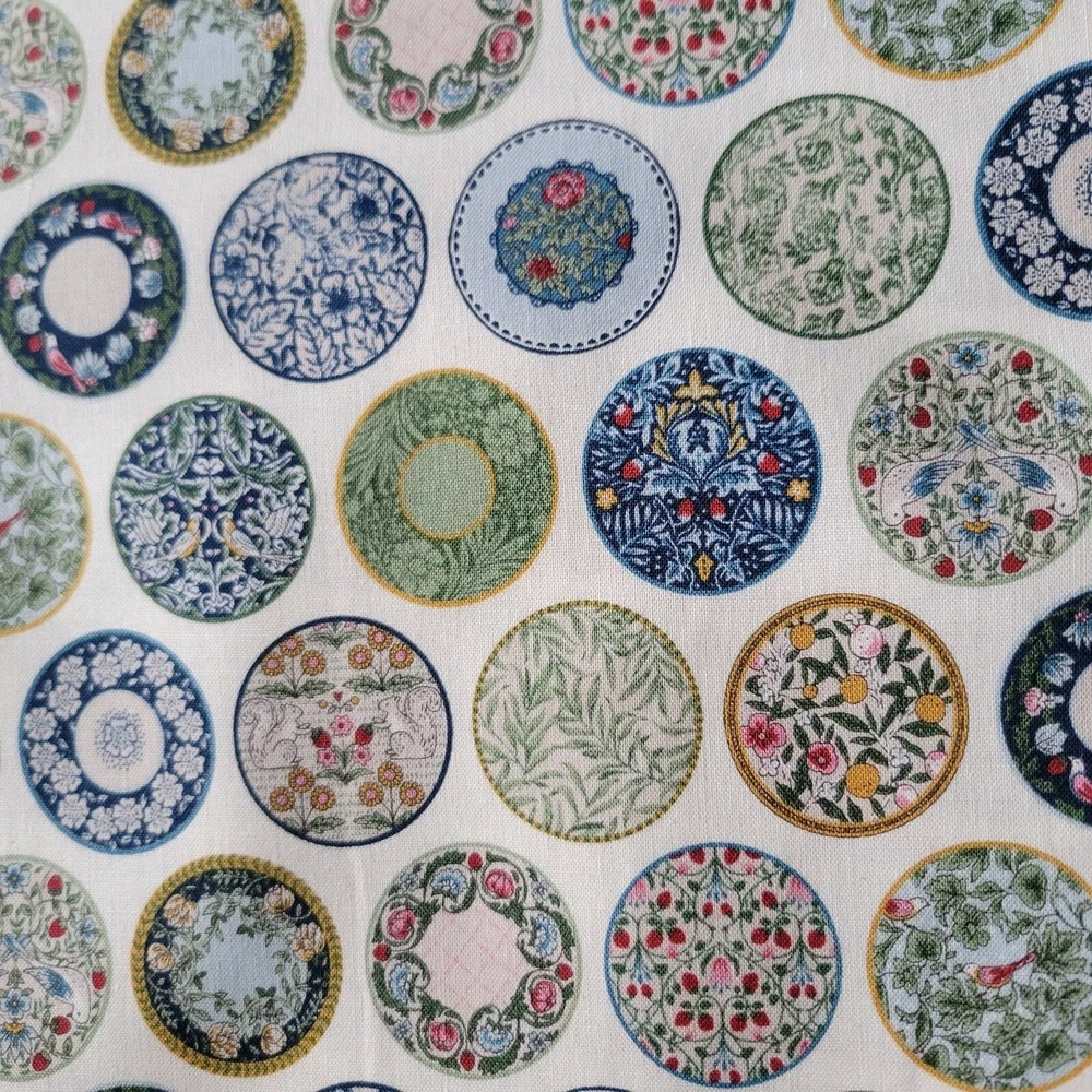 Old Fashioned Floral Plates on Ivory Japanese Cotton Shirting – NO METALLIC