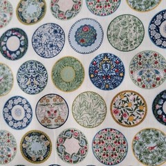 Old Fashioned Floral Plates on Ivory Japanese Cotton Shirting – NO METALLIC