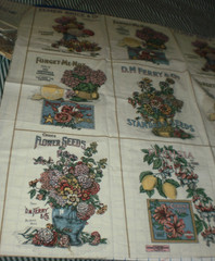 Vintage Joan Kessler Concord Fabrics Flower Seeds Cotton Panel 34″ x 42″ 12 Bloc