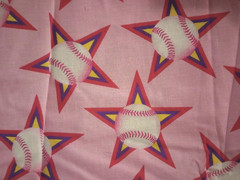 pink baseball sports fun fabric 9.5 x 7 inch new