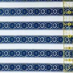 Flannel Fabric Blue and White Stripe Moroccan Tiles 100% Cotton