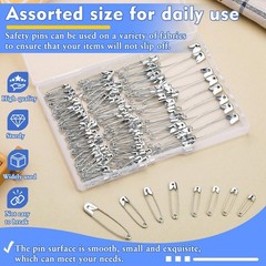Mnuizu 200Pcs Safety Pins, 4 Size Heavy Duty Safety Pins for Clothes | 0.7inc…