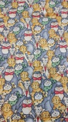 Dianna Marcum For Marcus Brothers Textiles Cats Bowtie Fabric Vintage