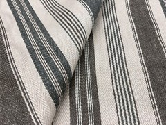 Schumacher Linen Jute Stripe Fabric- Montauban Stripe Nickel Greige 1.5 yd 65171