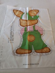 Spring Mills Cut-Out BUNNY RABBIT HAT GREEN Fabric Panel – Uncut VTG #7508