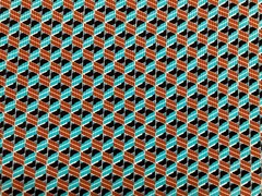 Rib Knit Fabric Teal Rust Geometric 3D Cube 4 Way Stretch 60″W Yard-RBPR053