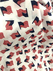 Vtg 3Yd 44X108L PATRIOTIC FLAG Red White Blue Quilt SIGNATURE OAKHURST FABRIC