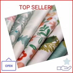 Qililandiy 7 Pcs Green Floral Fat Quarters Fabric Bundles Quilting Fabric Bundle