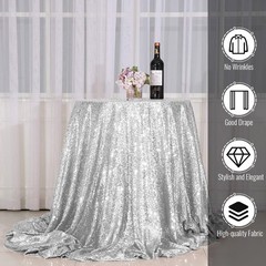 Sequin Fabric For Clothing Toy Decoration Tablecloth DIY Silver 1 Yard