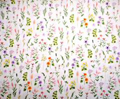 Quilt Fabric By Half-Yard Sm Pink Lavender Yellow Floral White Premium Cotton #V