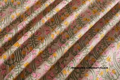 Cotton Fabric Hand Block Butterfly Print Pure Running Indian New Vintage 3 Yard