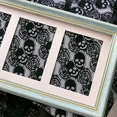 60 * 36 Inches Lace Fabric, 1 Yard Black Skull Pettern Lace Fabric, 1 Yd Non-Str
