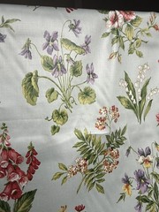 NOS Braemore 4 Yards x 56” lt blue with Multicolor Floral Drapery Fabric Vtg
