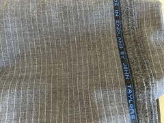 NEW ENGLAND MADE John Taylor 3.1M 3.4YD 100 Wool Suiting Fabric Med Grey Stripes