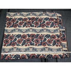 2.5 Yards Vintage Home Decor Fabric Red Blue Sunflower Jacquard Stripe