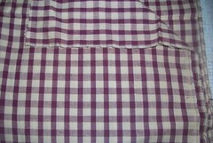 Vintage Homespun Burgundy Red Beige Plaid Cotton Craft Fabric 2 yards