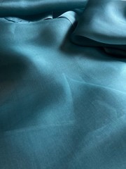 Mood Fabrics 100% Silk Organza Teal Blue 2 Yards Couture Bridal Layering Fabric